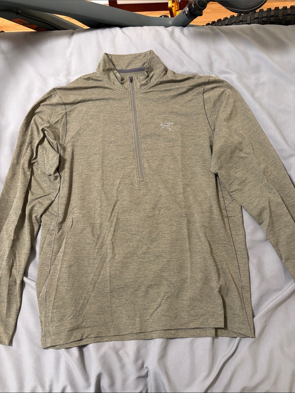 Arc'teryx Men's Olive Green Quarter-Zip Performance Top